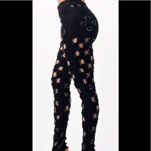 Purple Candy Hole Punch Skinny Jeans - Picture 3 of 8